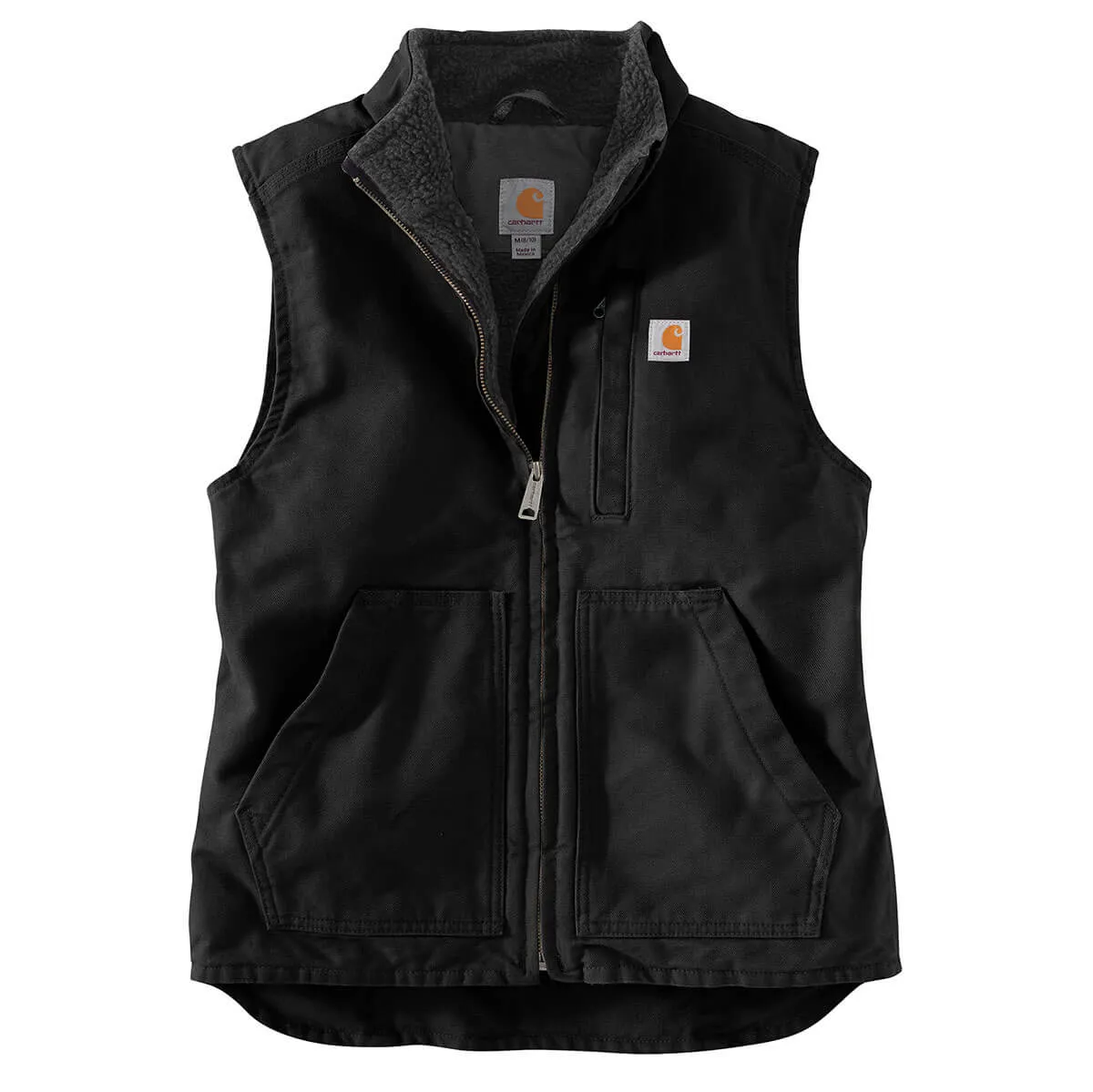 104224 - Carhartt Women's Relaxed Fit Washed Duck Sherpa-Lined Mock Neck Vest