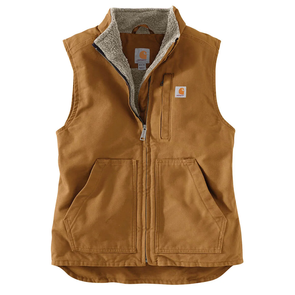 104224 - Carhartt Women's Relaxed Fit Washed Duck Sherpa-Lined Mock Neck Vest