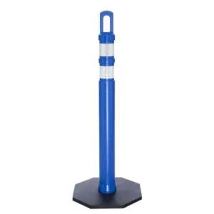 42" JBC Safety Arch Top Traffic Delineator Post Kit - Blue Post   8 LBS Base