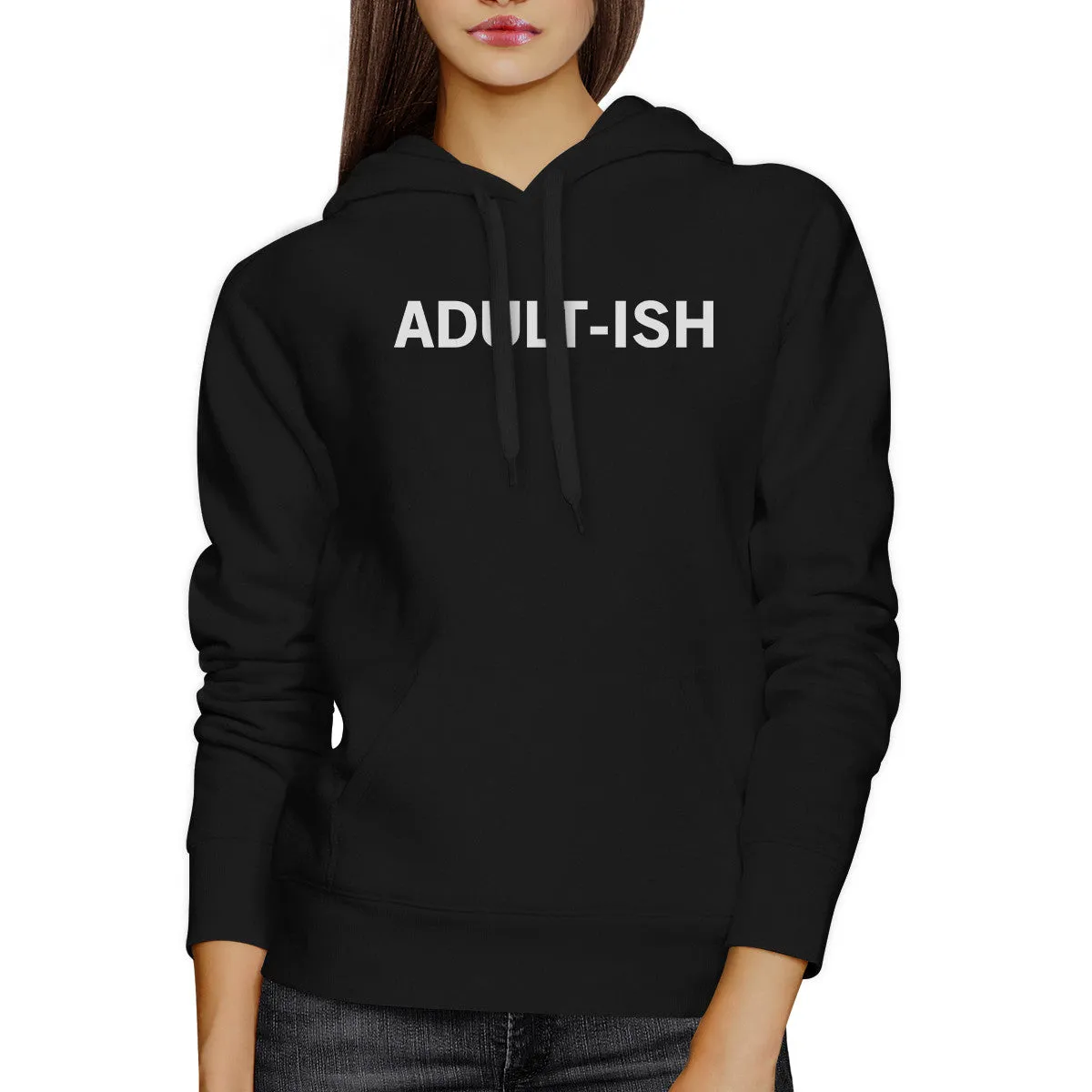 Adult-ish Black Hoodie Pullover Fleece College  Varsity  Gifts Idea