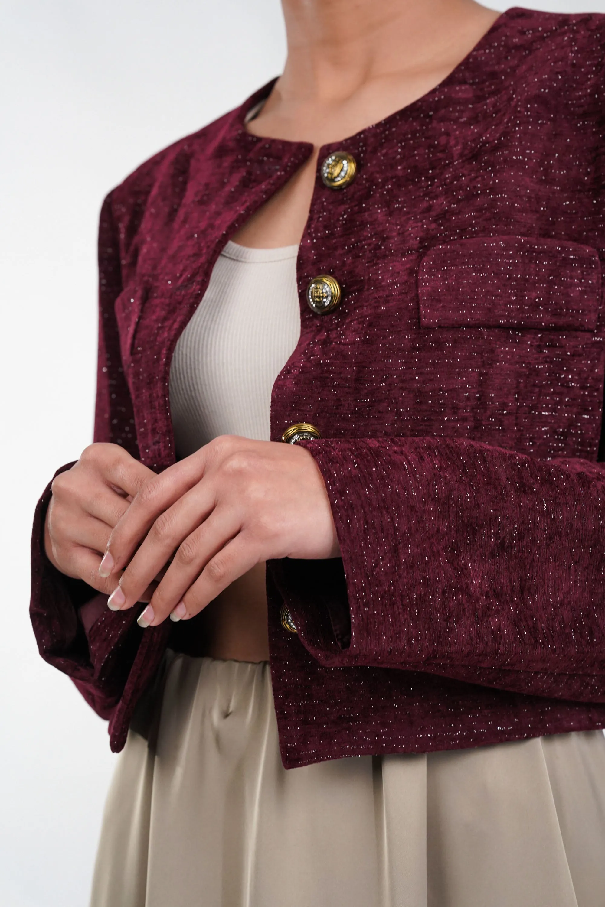 Berry Luster Velvet Blazer