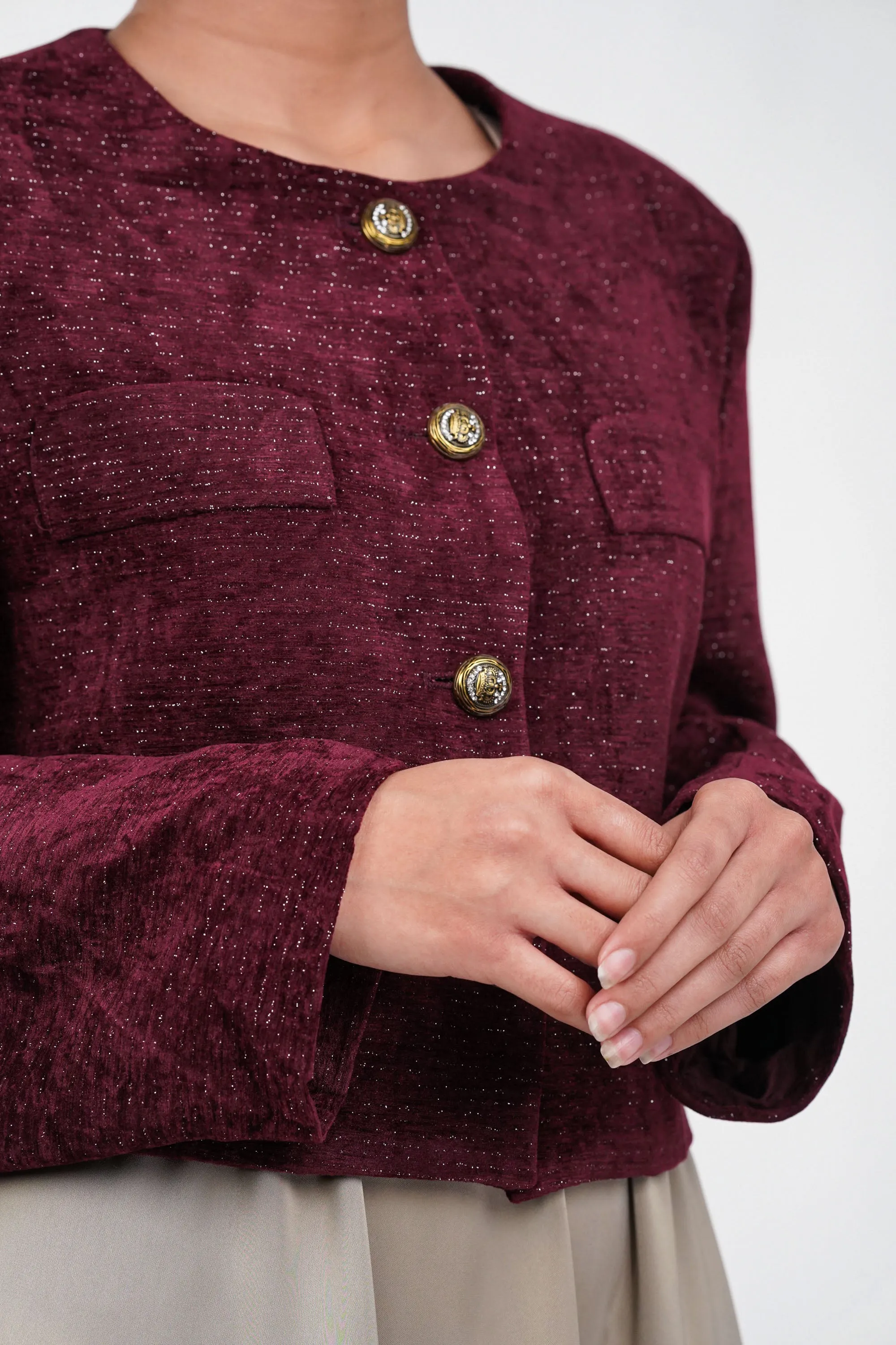 Berry Luster Velvet Blazer