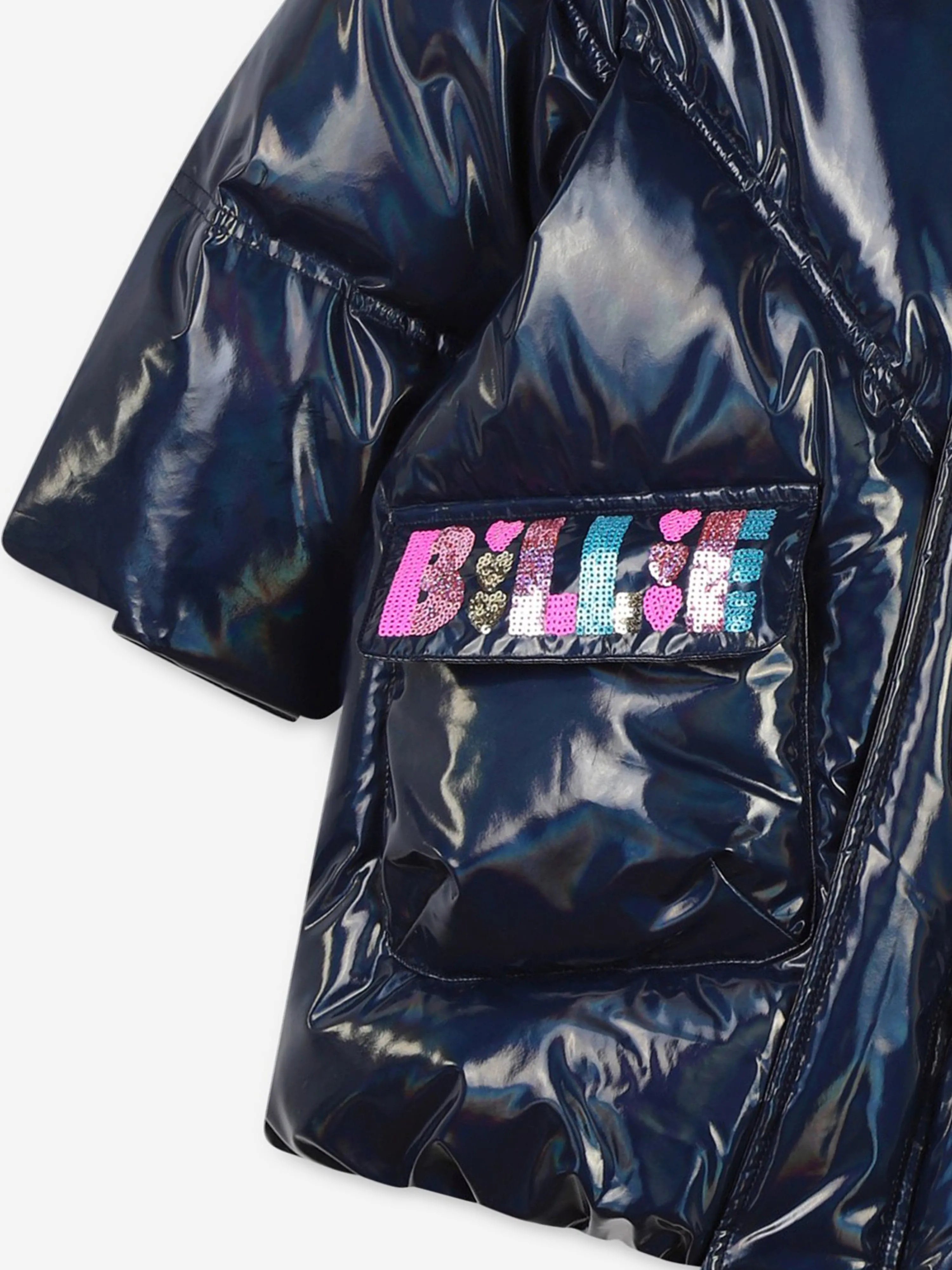 Billieblush Girls Padded Logo Jacket in Navy