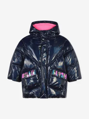 Billieblush Girls Padded Logo Jacket in Navy