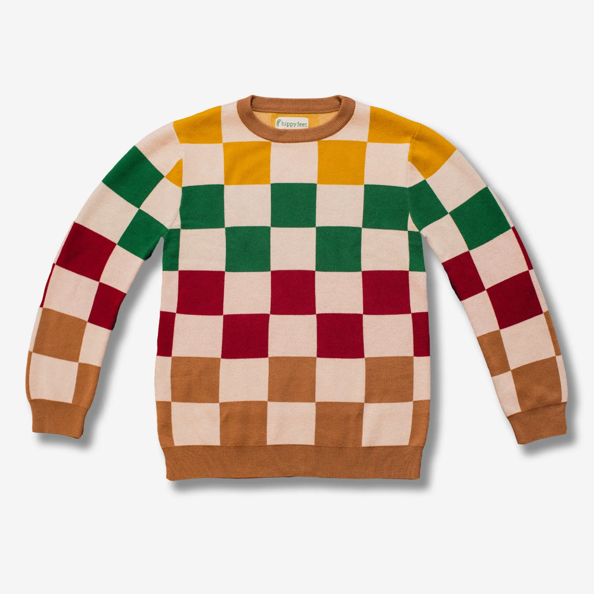 Checkered Pullover Sweater - Earth