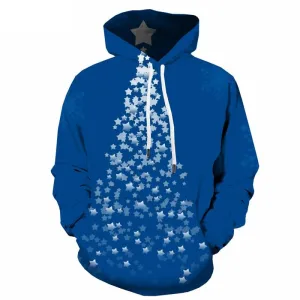 Christmas Sweatshirts men Christmas Tree Hoodie Print Blue 3d Printed New Year Hoody Anime