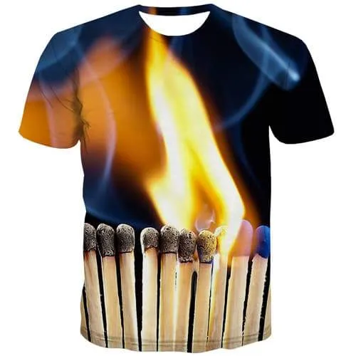 Flame T shirts Men Harajuku T-shirts 3d Abstract T-shirts Graphic Fire Tshirt Printed Gothic T shirts Funny Short Sleeve Hip hop