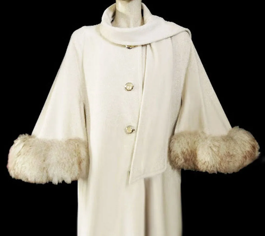 FROM MY OWN PERSONAL COLLECTION - GLAMOROUS VINTAGE KASHMIRACLE SHEARLING CAPE LIKE COAT - ABSOLUTELY BREATHTAKING!