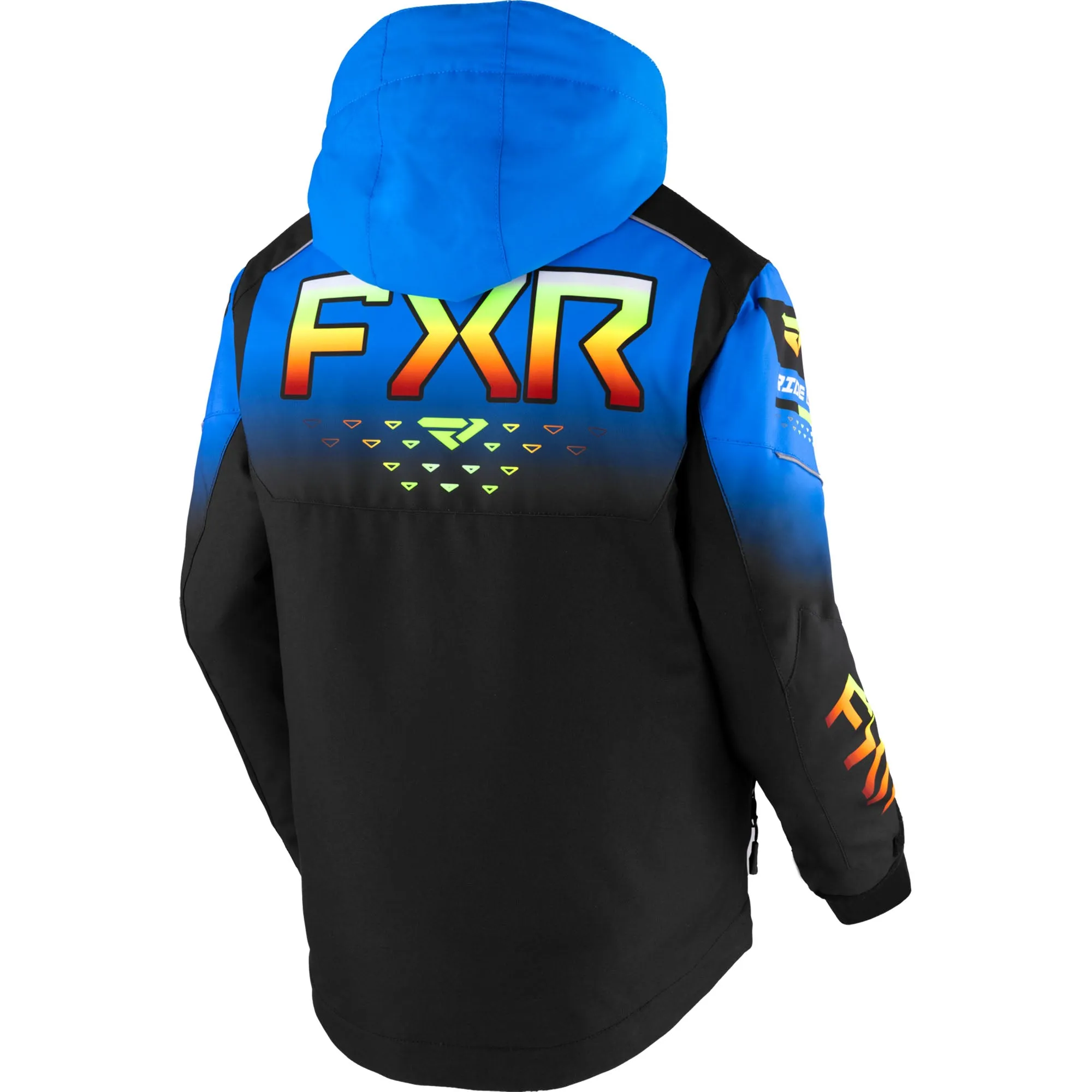 FXR Youth Helium Snowmobile Jacket Black/Blue/Inferno