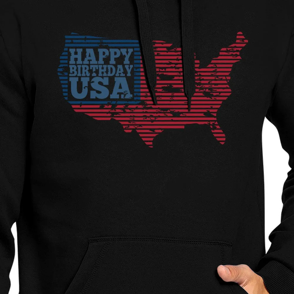 Happy Birthday USA Unisex Black Hoodie Crewneck Pullover Fleece Top