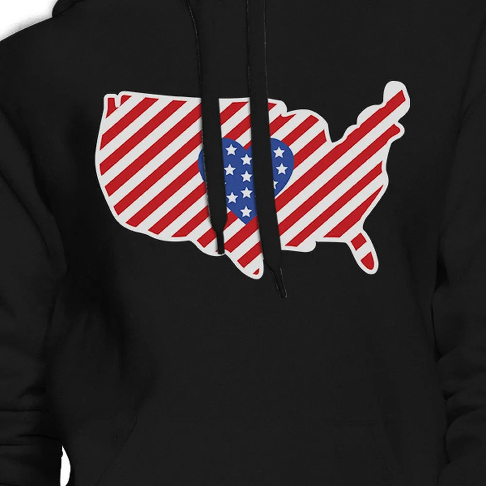 Heart USA Map American Flag Unique 4 Of July Cute Design Hoodie