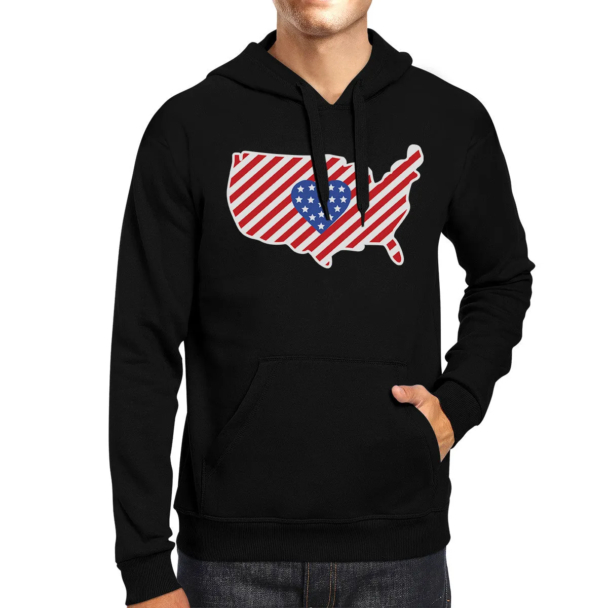 Heart USA Map American Flag Unique 4 Of July Cute Design Hoodie