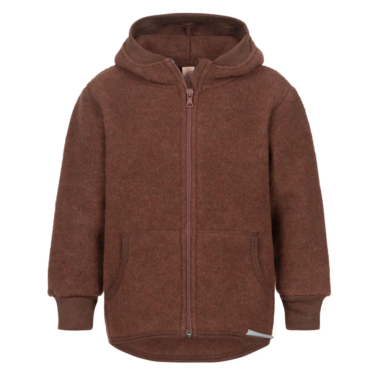 Hooded Jacket in Organic Wool Fleece with Zip (big kids 9-12y )