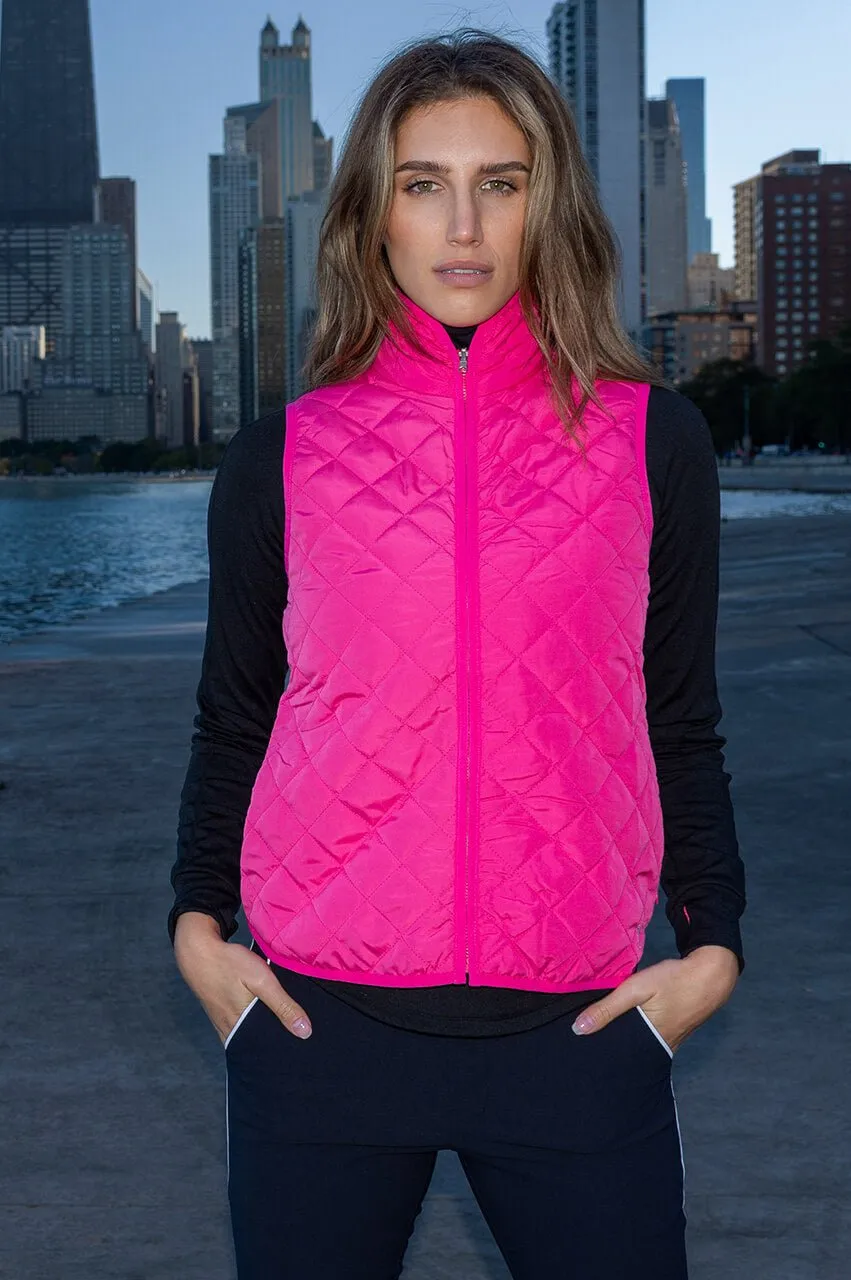 Hot Pink Quilted Wind Vest