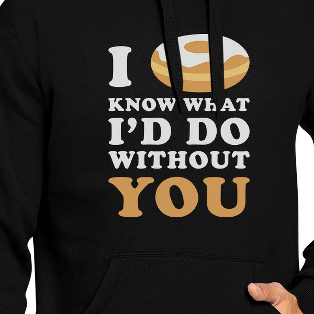 I Doughnut Know Unisex Black Graphic Hoodie Cute Design Fleece