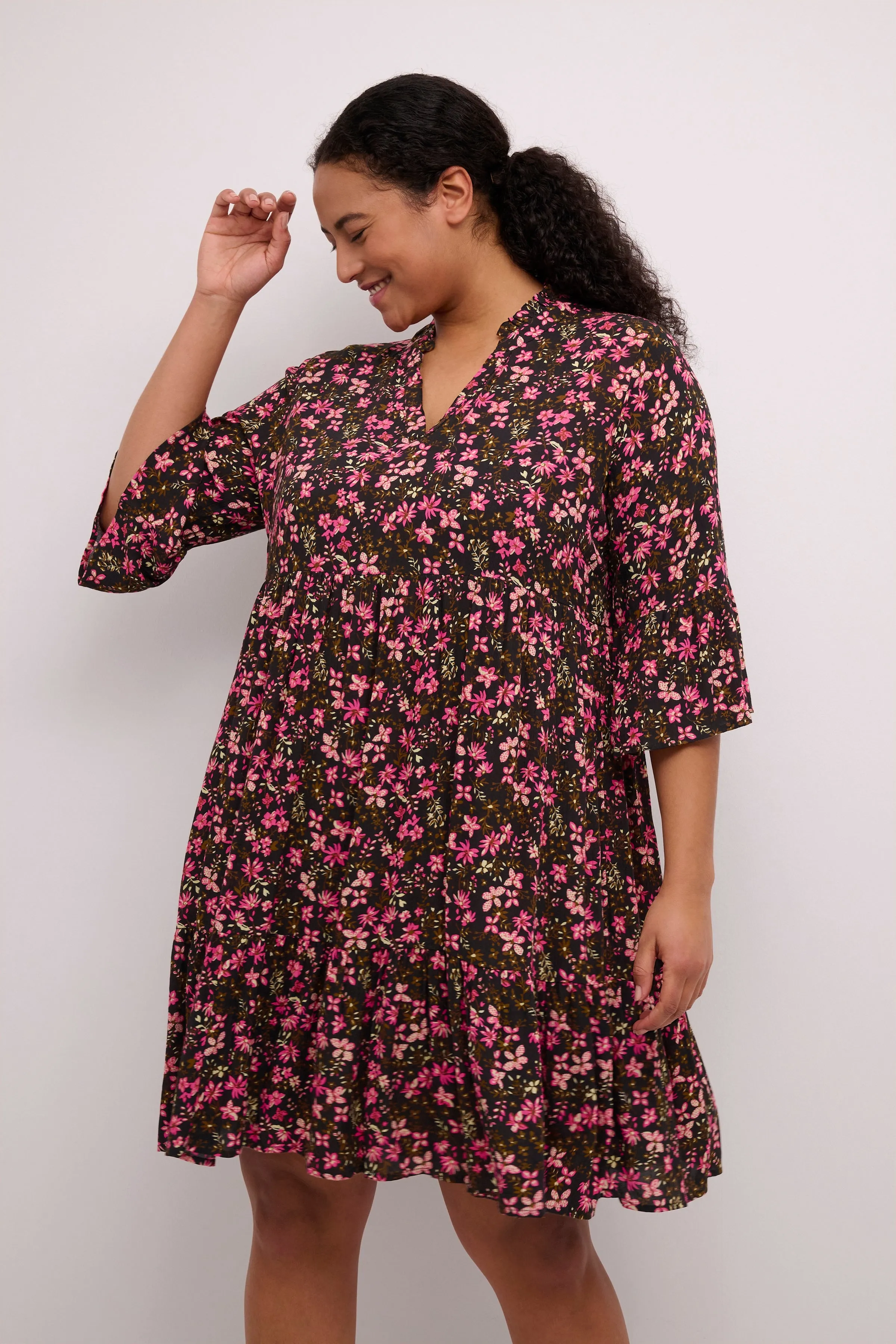 Kaffe Ami Dress in Pink Flower