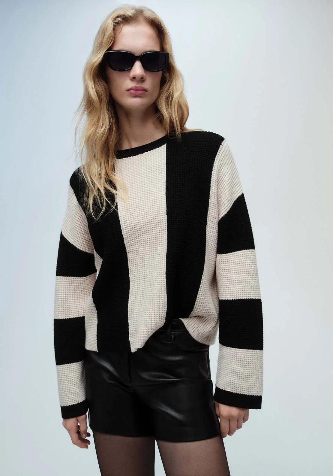 Knit striped sweater - Black