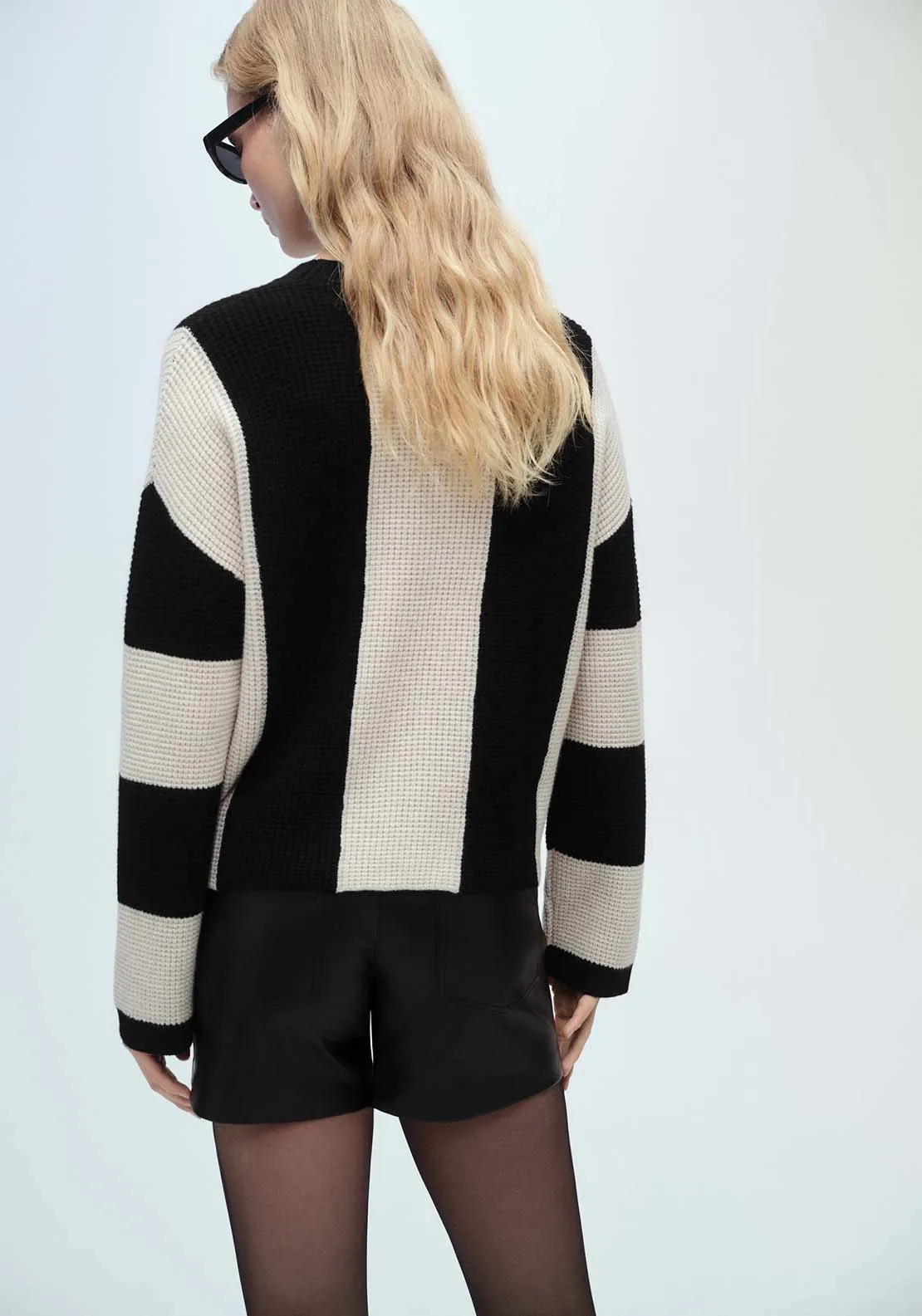 Knit striped sweater - Black