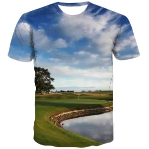 Lawn T shirts Men Golf Shirt Print Forest T-shirts Graphic Natural T shirts Funny Game Tshirts Novelty