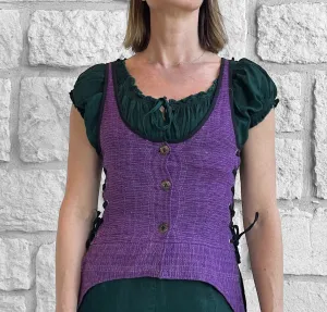 'Long Petal Vest' - Raw Cotton Purple