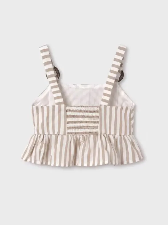 Mayoral Junior Beige Striped Blouse_ 6107-19