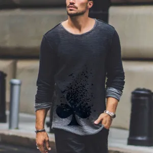 Men'S Fashionable And Comfortable Gradient Long-Sleeved T-Shirt