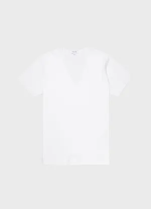 Men's Superfine Cotton V-neck Underwear T-shirt in White