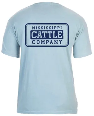 Mississippi Cattle Company MSCATTLESS-13 Chambray With Front Pocket Short Sleeve Comfort Color T-Shirt