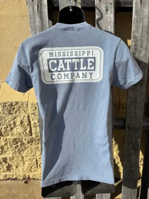 Mississippi Cattle Company MSCATTLESS-BuJPKT Blue Jean Short Sleeve Comfort Color with Pocket T-Shirt