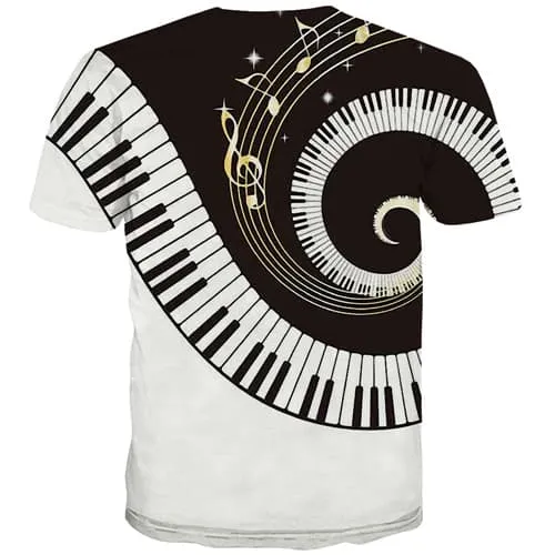 Music T shirts Men Geometric T-shirts Graphic Black And White T shirts Funny Harajuku Tshirts Novelty Novel Tshirt Anime