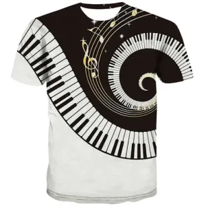 Music T shirts Men Geometric T-shirts Graphic Black And White T shirts Funny Harajuku Tshirts Novelty Novel Tshirt Anime