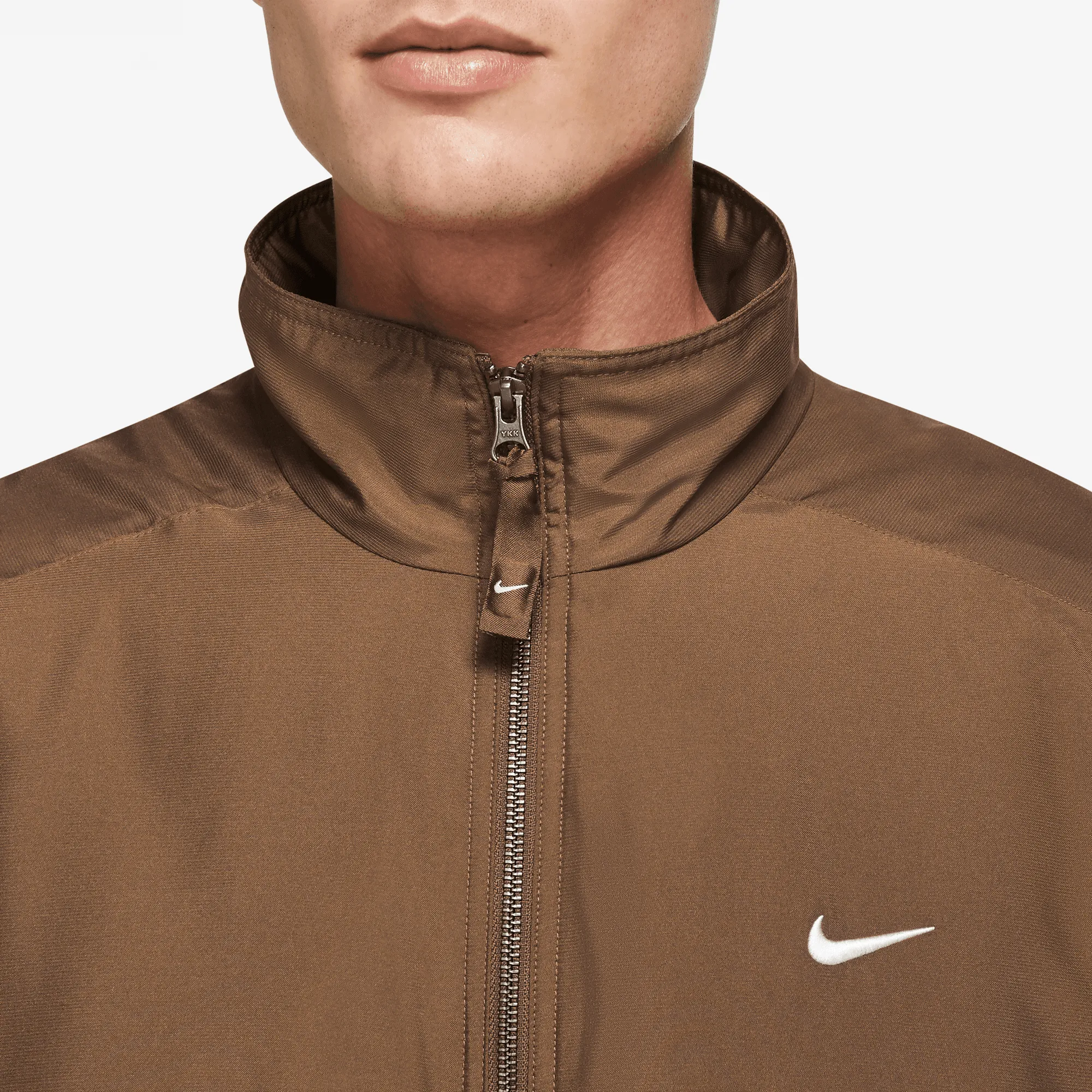 Nike Solo Swoosh Brown Satin Bomber Jacket