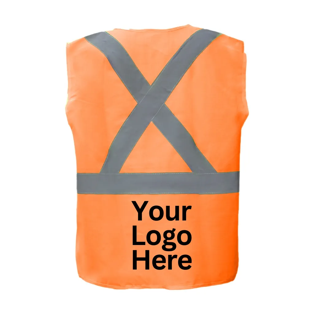 Orange Class 2 Safety Vests (Velcro Closure) - X Style