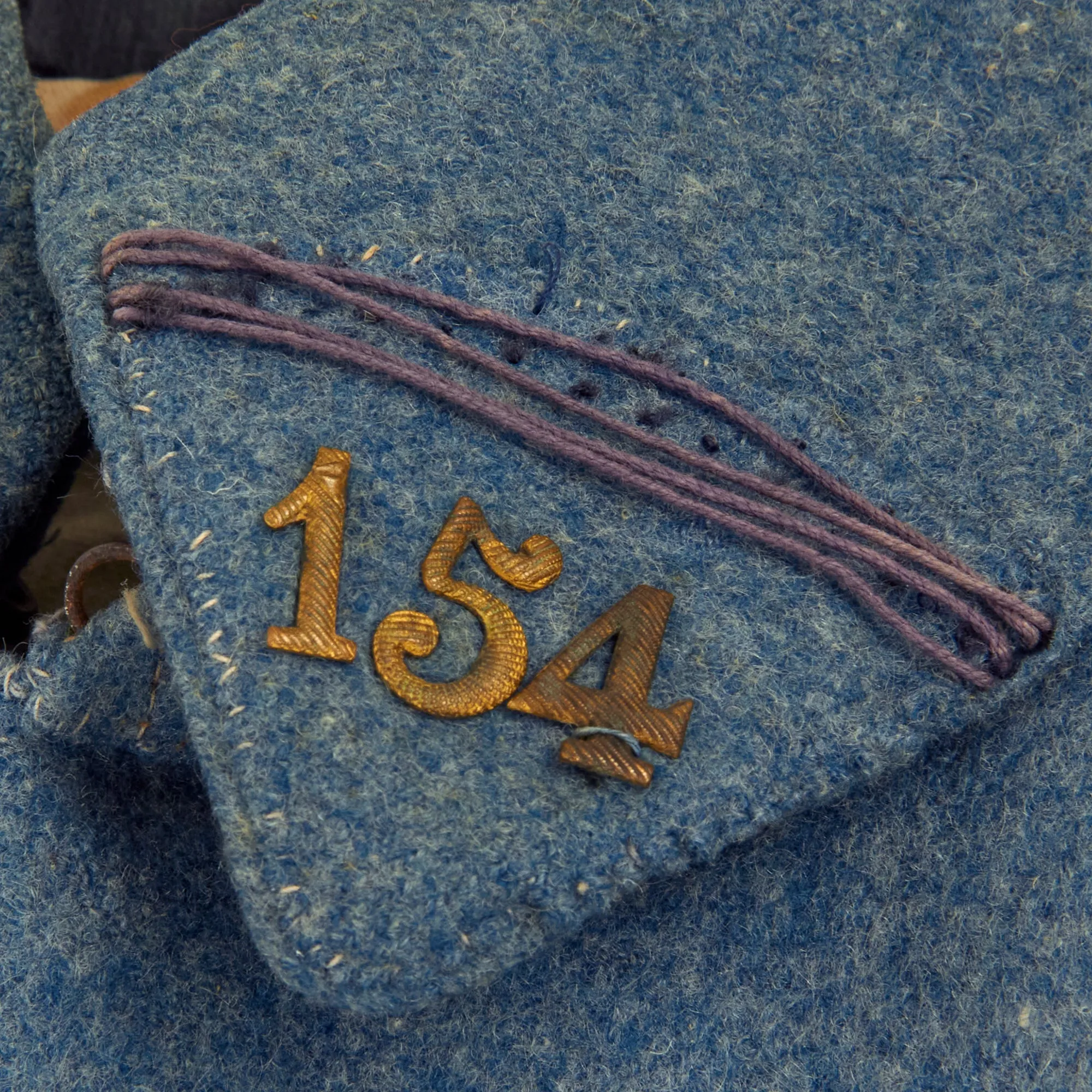 Original French WWI 154th Artillery Regiment Horizon Blue Mounted Wool Greatcoat