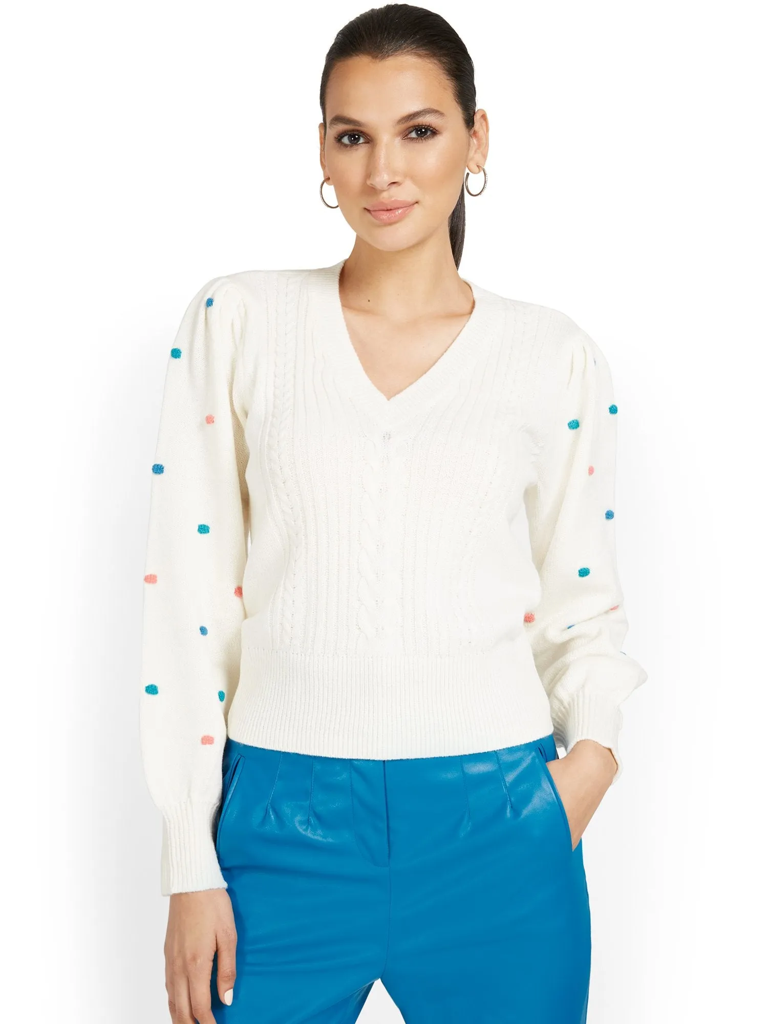 Pom-Pom Sleeve Sweater