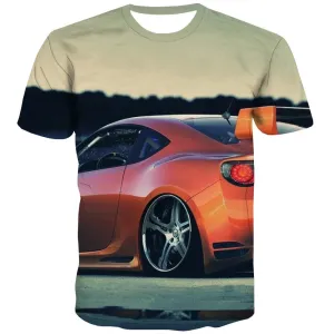 Racing Car T shirts Men Metal Shirt Print City Tshirts Novelty Gray T-shirts 3d Retro T-shirts Graphic