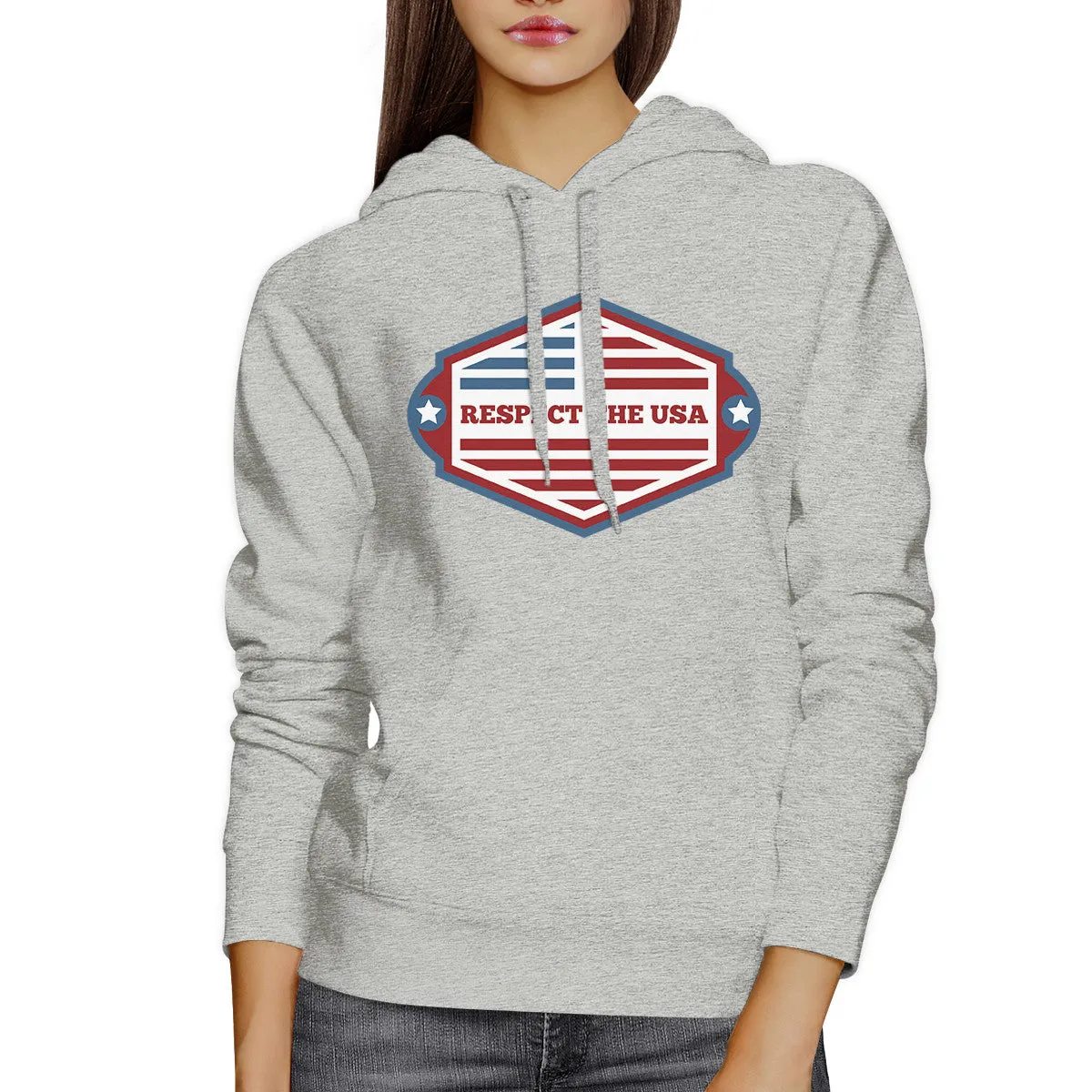 Respect The USA Unisex Gray Hoodie Crewneck Pullover Fleece Gifts