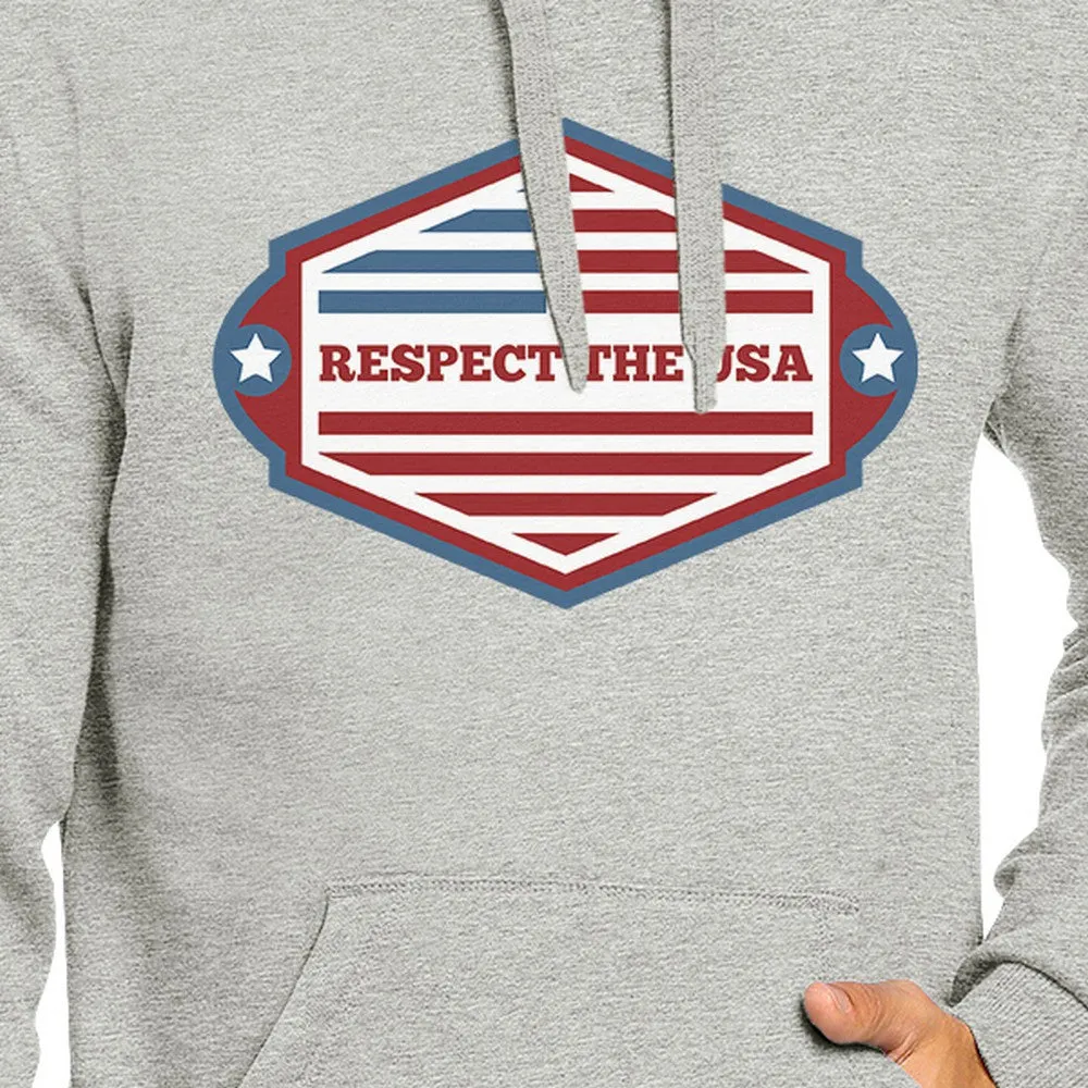 Respect The USA Unisex Gray Hoodie Crewneck Pullover Fleece Gifts