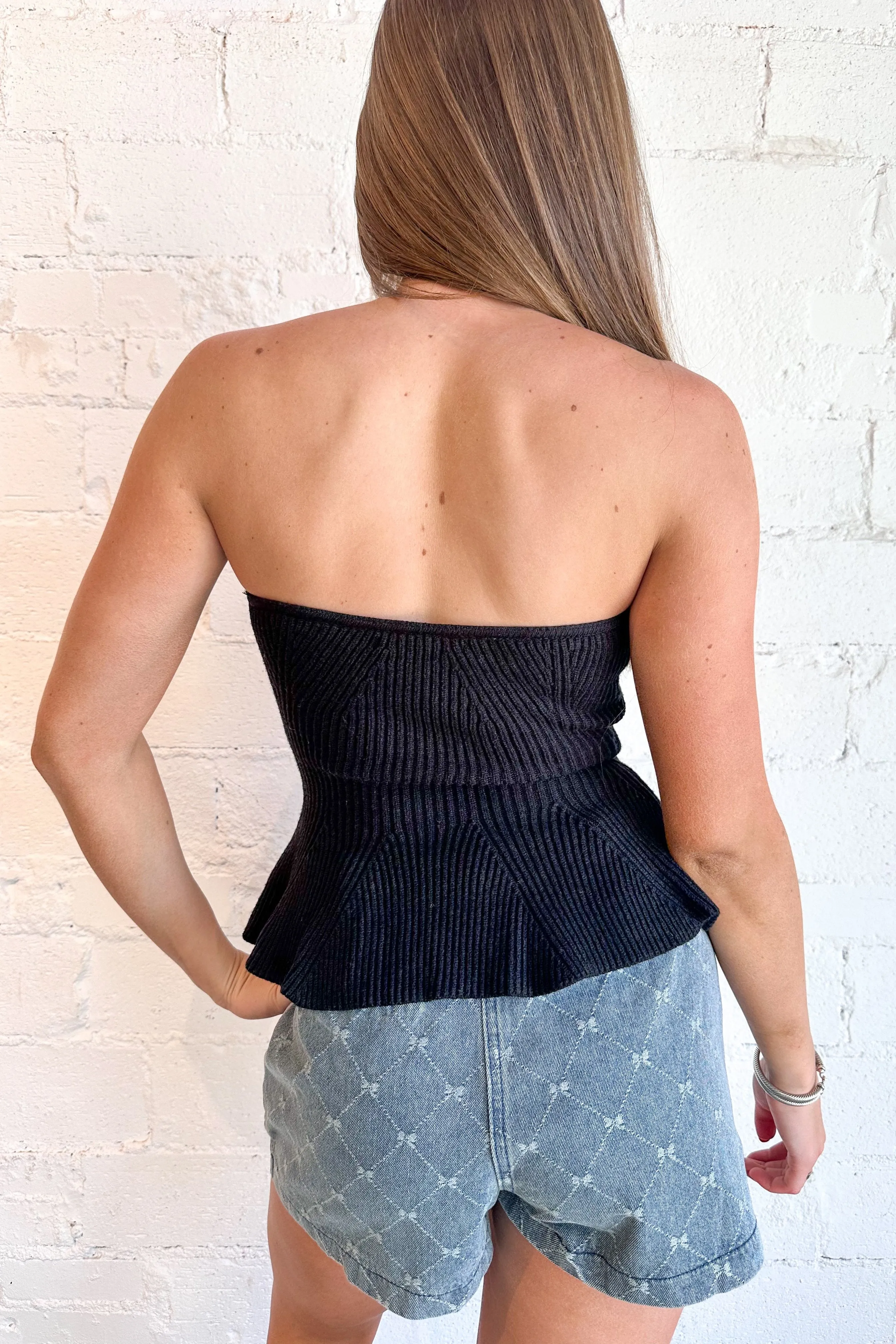 Sassy Peplum Sweater Tube Top