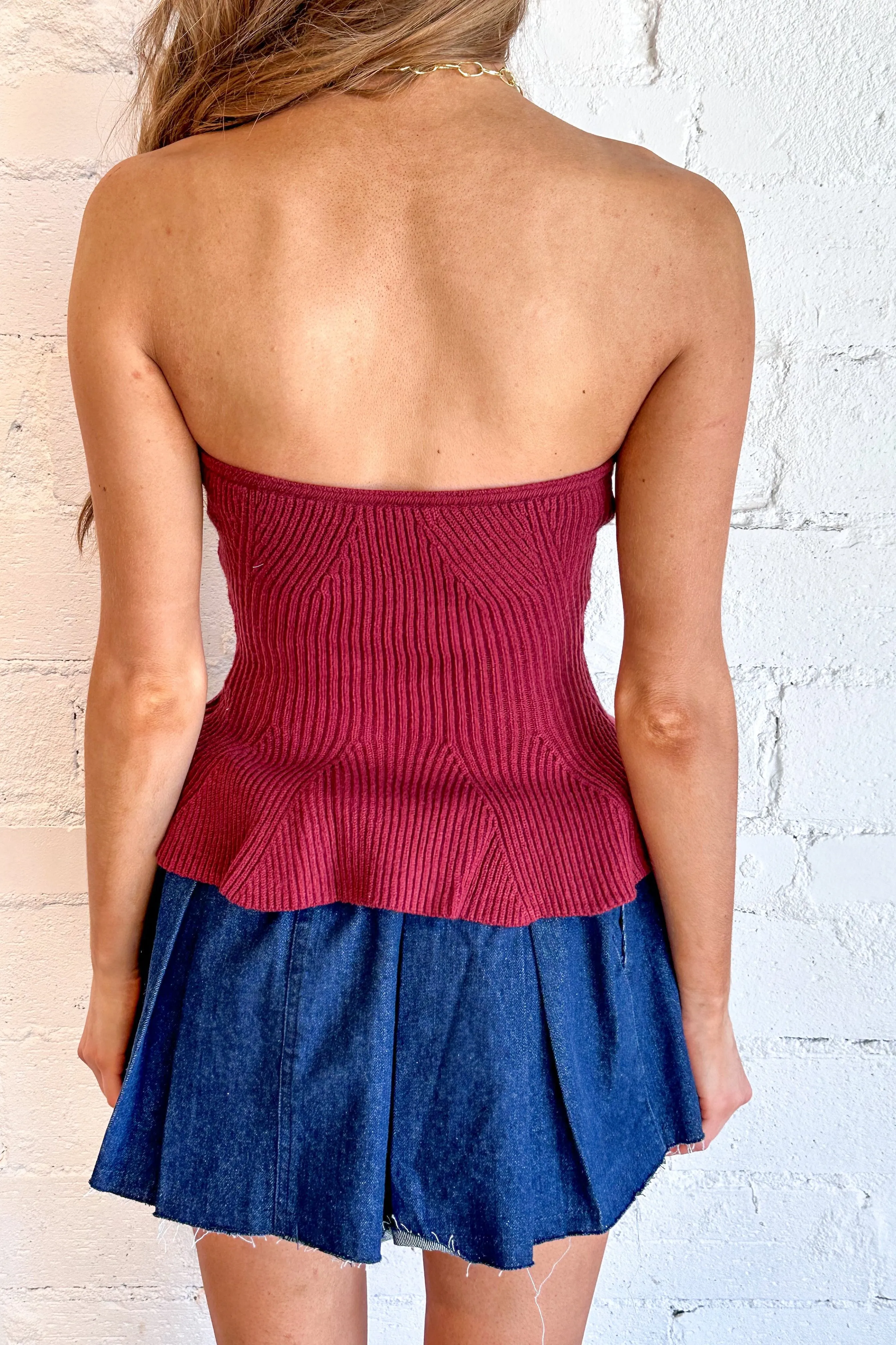 Sassy Peplum Sweater Tube Top