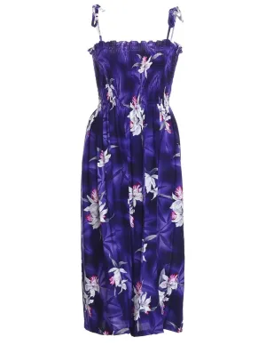 Smock Hawaiian Dress Midnight Orchid