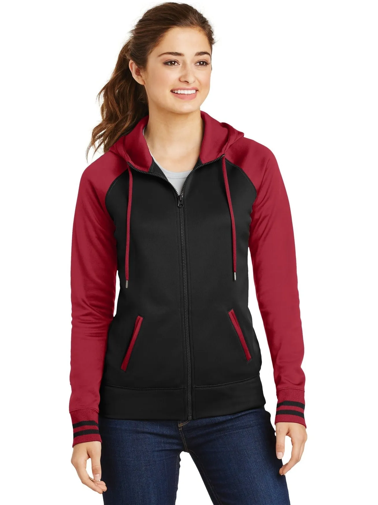 Sport-Tek Ladies Sport-Wick Varsity Fleece Full-Zip Hooded Jacket