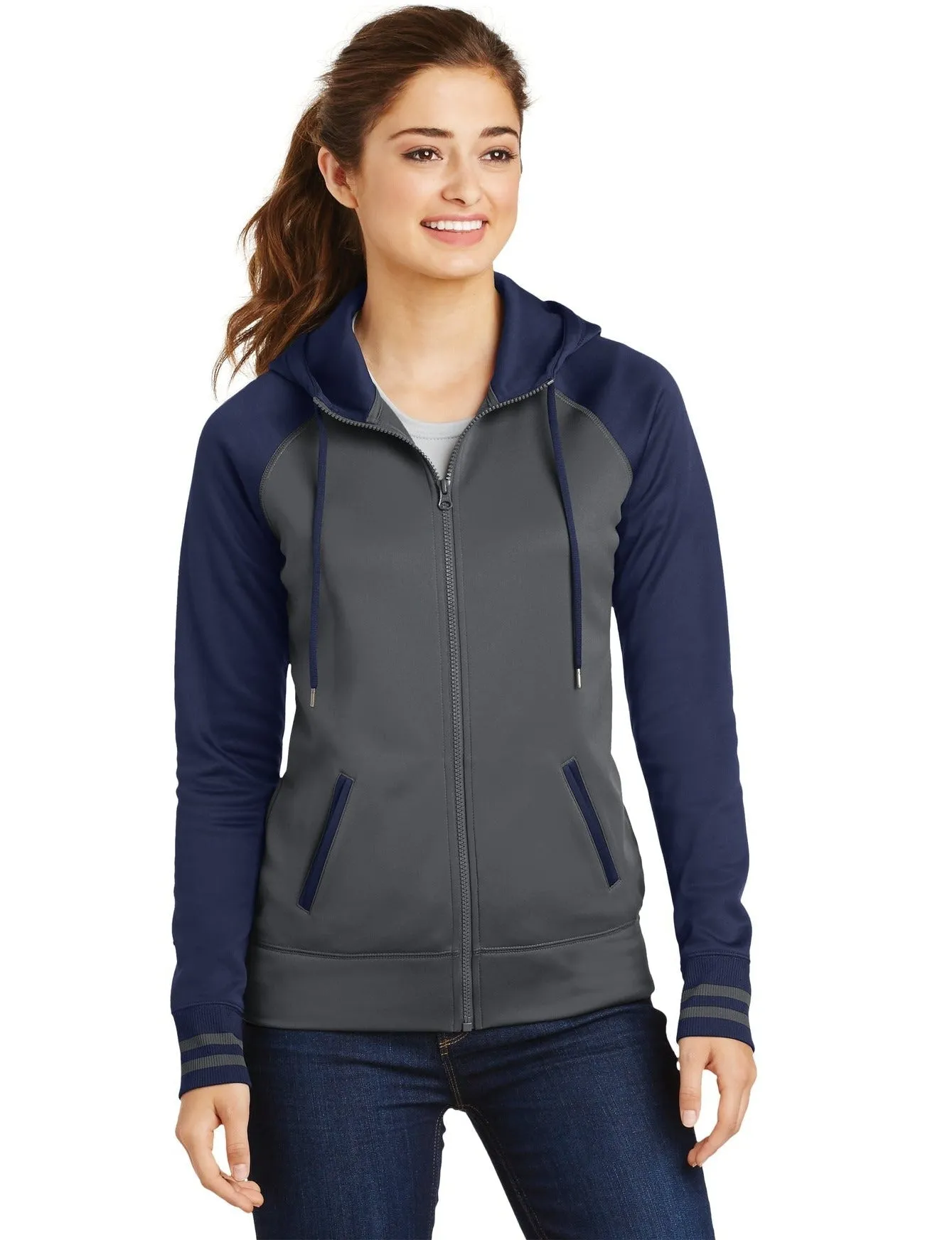 Sport-Tek Ladies Sport-Wick Varsity Fleece Full-Zip Hooded Jacket