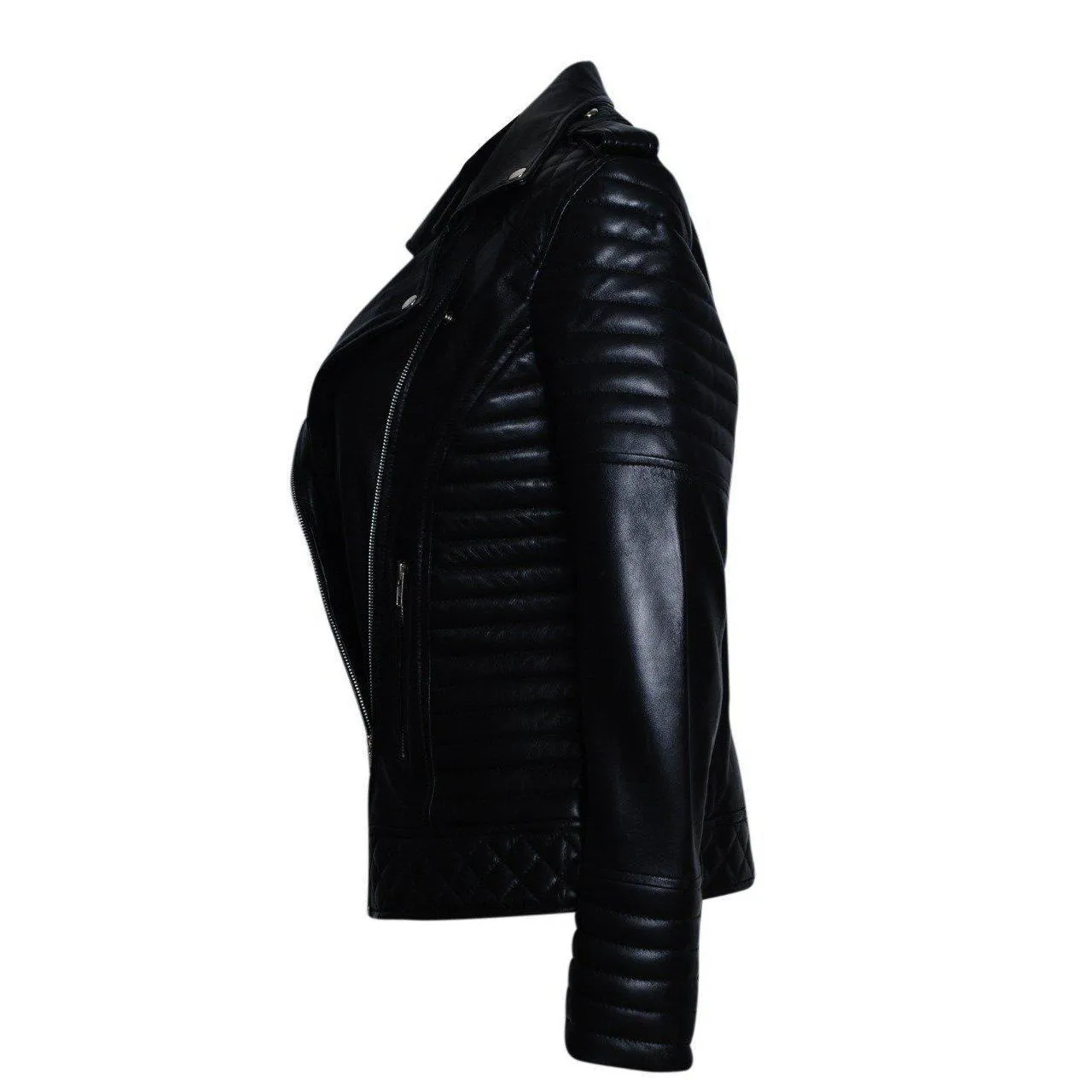 Stylish Black Leather Jacket for Women with Long Sleeves - Women Leather Jacket