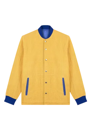 The Burna VII yellow   royal blue bomber jacket