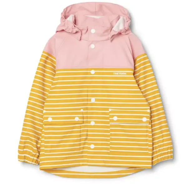 Tretorn Kids Wings Rain Coat- Light Rose/ Stripe Yellow