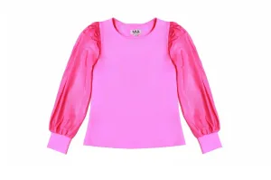 Tween Tops | Long Sleeve - Metallic Pink | Mia New York