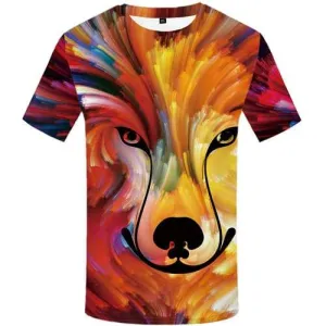 Wolf T shirts Men Animal Shirt Print Colorful T-shirts Graphic Graffiti T shirts Funny Art Tshirt Anime Short Sleeve T shirts