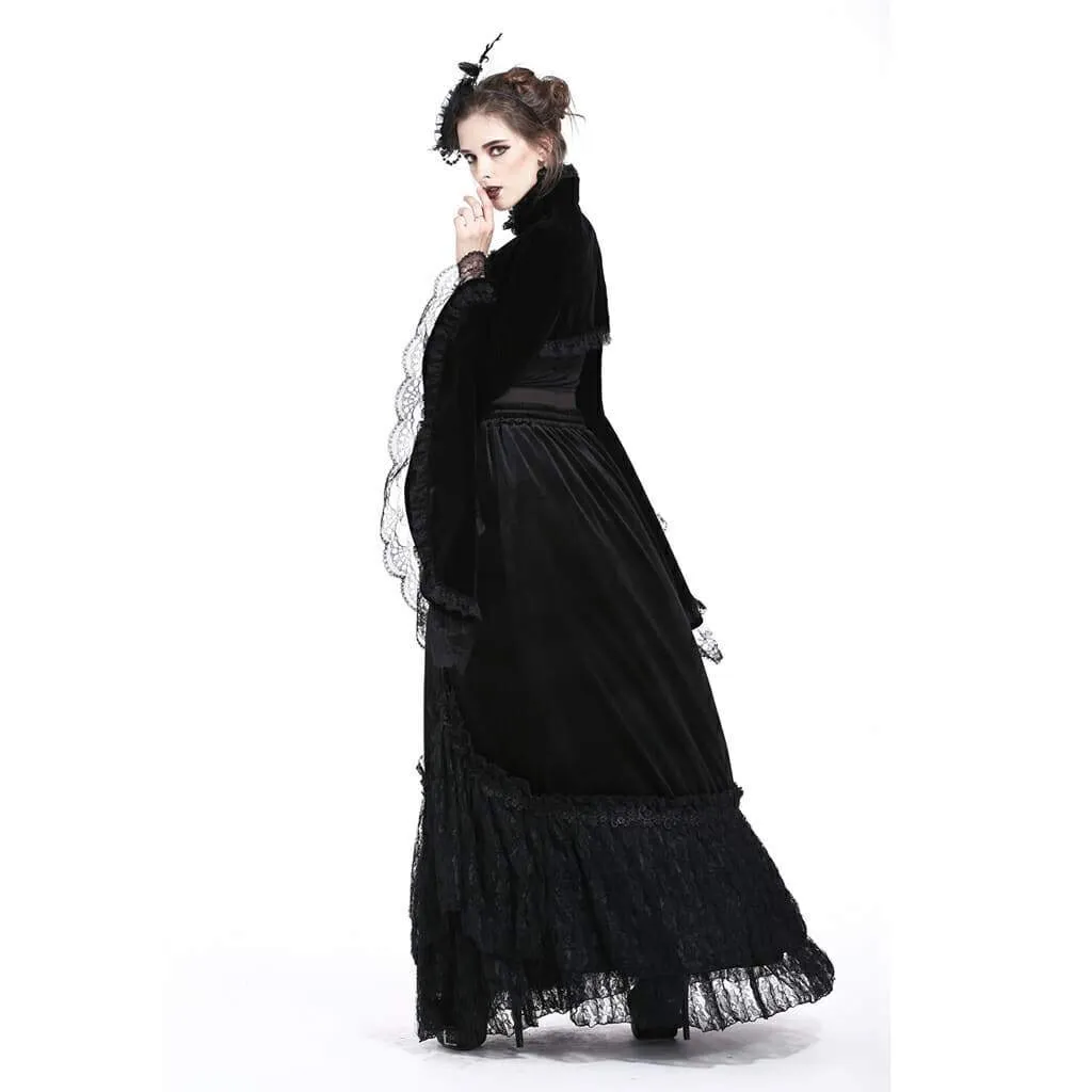 Women's Rosette Velour Goth Cape