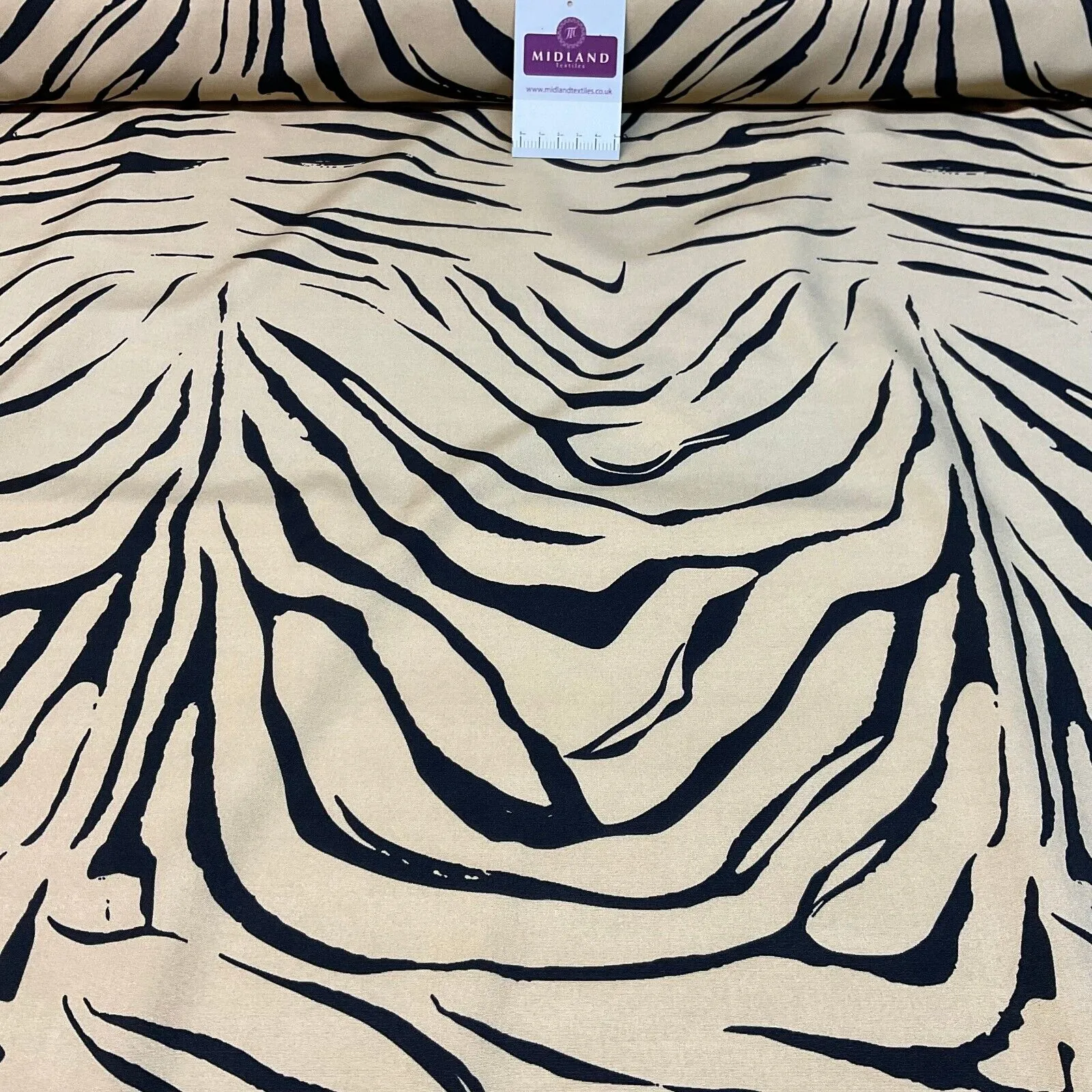 Zebra Animal Printed  peach crepe dress fabric sold by the meter M1942